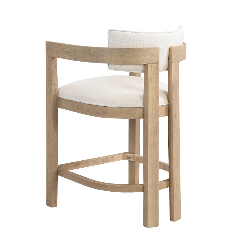Counter-Height Bar Stools with Curved Solid Wood Backrest, Modern Counter Stools with Rubberwood Frame, 22.5'' L x 24'' W x 36'' H, Beige+Natural Ash