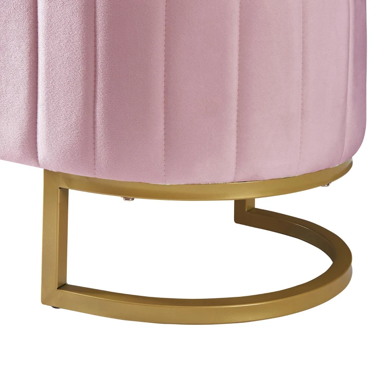Upholstered Velvet Storage Ottoman with High-Resilience Foam Seat, Button-Tufted Storage Bench with Hidden Storage, 47'' L x 15.5'' W x 16.5'' H, Pink