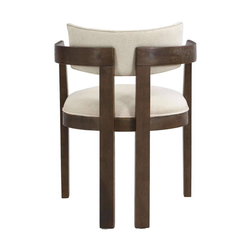 Set of 2 Dining Chairs with Armrests and Rubber Wood Frame, Walnut Dining Seating with Polyester Upholstery, 22.5'' L x 23.5'' W x 31'' H, Walnut