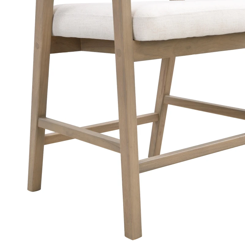 Set of 2 Wooden Counter Stools with Woven Rattan Back, Kitchen Island Stools for Contemporary Kitchens, 22'' L x 24.5'' W x 38'' H, Beige+Natural Ash