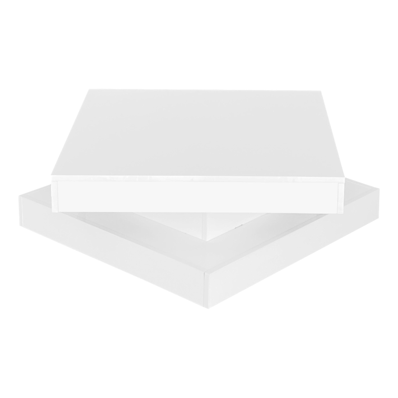 Square High-Gloss Coffee Table with App-Controlled LED Lighting, Modern Center Table with Double-Layer Storage, 27.5" L x 27.5" W x 14" H, White
