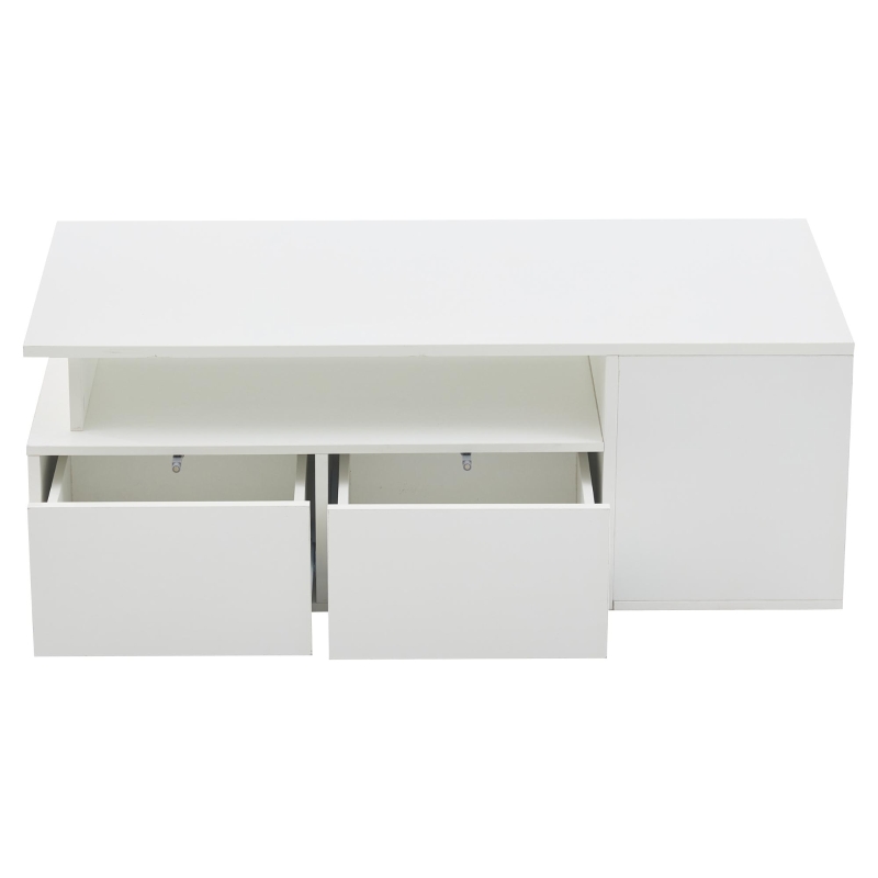 High-Gloss LED Coffee Table with App-Controlled Colour Light Strip, Functional Center Table with Open Storage, 39.5" L x 19.5" W x 13.5" H, White