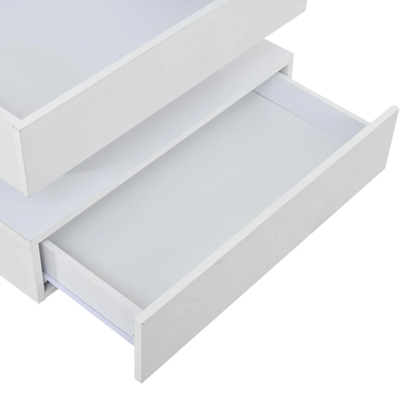 Lift-Top Coffee Table with App-Controlled LED Lighting and Liftable Top, Compact Center Table with 2 Drawers, 25.5" L x 25.5" W x 15" H, White