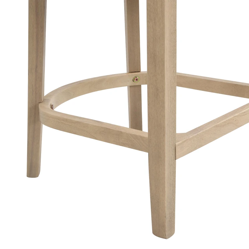 Rattan Upholstered Arm Counter Stools with U‑shaped backrest, Kitchen Island Stools with Foam Seat, 21'' L x 21'' W x 33.5'' H, Beige+Natural Ash