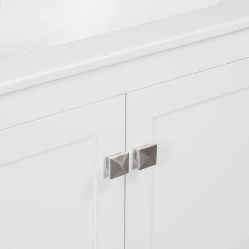 30" Bathroom Vanity with Single Sink, Solid Wood Frame, Multifunctional Storage Cabinet with Soft-Close Doors, 30" L x 18.5" W x 34" H, White