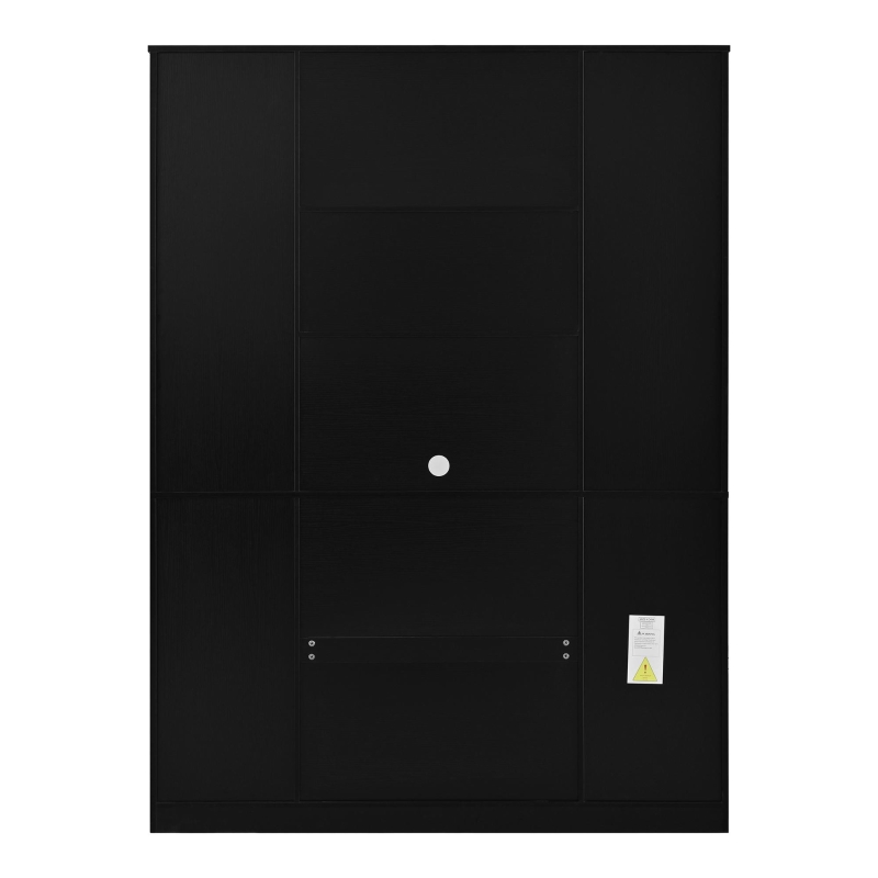 Tall Wine Cabinet with Wine Rack and Stemware Holder, 4-Door Storage Cabinet with Semi-Open Shelf, 52" L x 15.5" W x 74" H, Black