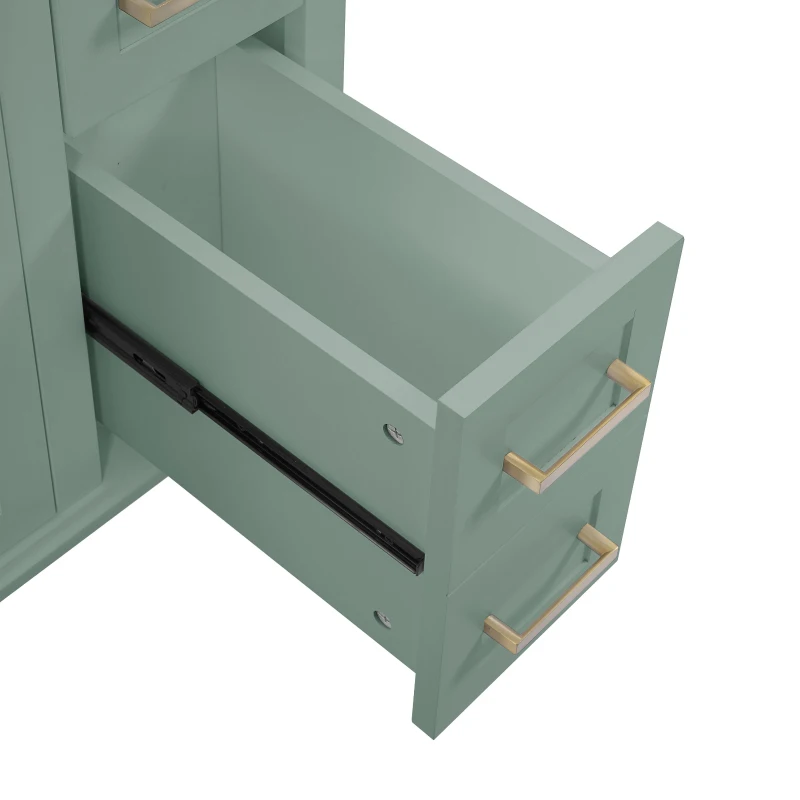 Solid Bathroom Vanity with Ceramic Undermount/Drop-In Sink, Modern Storage Cabinet for Compact Washrooms, 30'' L x 18'' W x 34'' H, Light Green