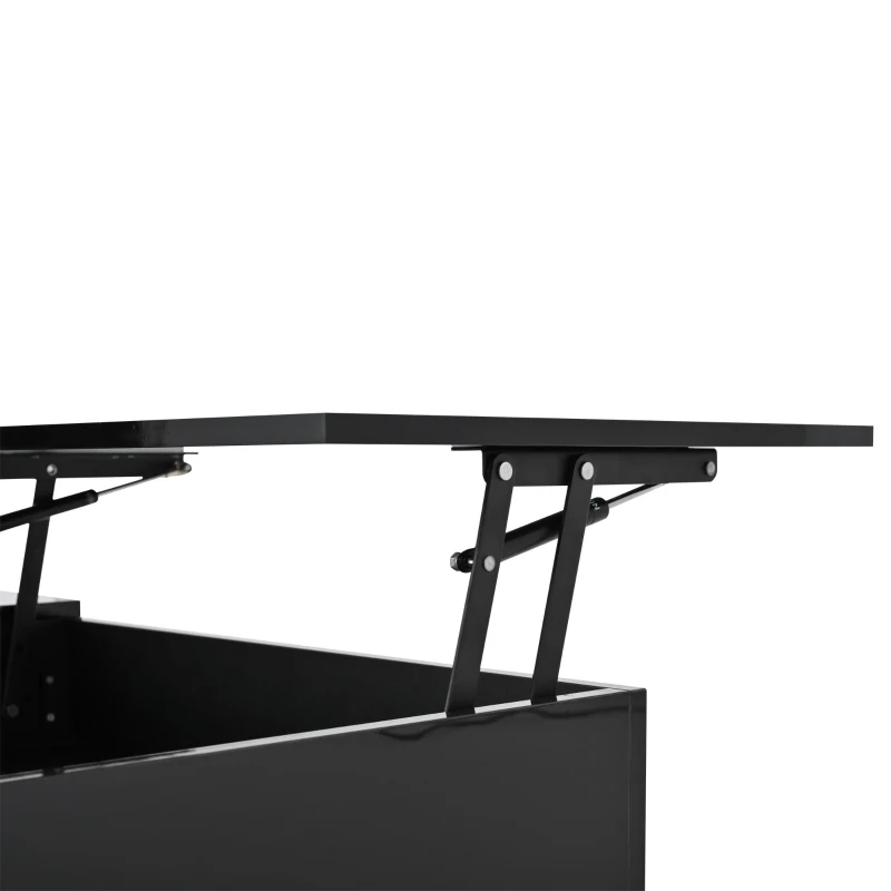 Height-Adjustable Coffee Table with App-Controlled RGB LED Lighting, Modern Center Table with Hidden Storage, 37.5" L x 19.5" W x 15.5" H, Black
