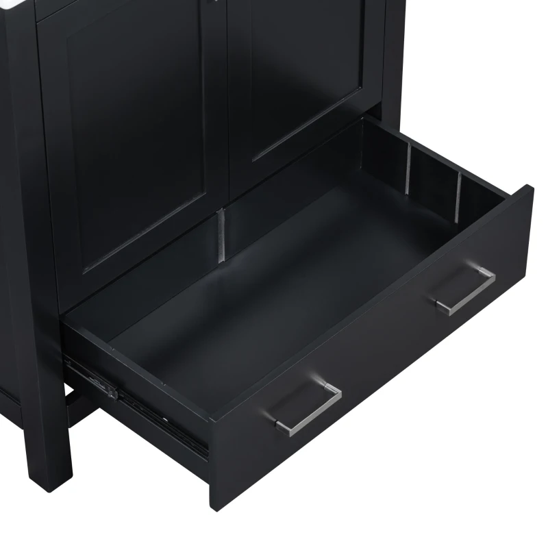 30" Bathroom Vanity with Single Undermount Sink, Cabinet with Soft-Close Doors and Versatile Storage, 30" L x 18.5" W x 34" H, Black+White