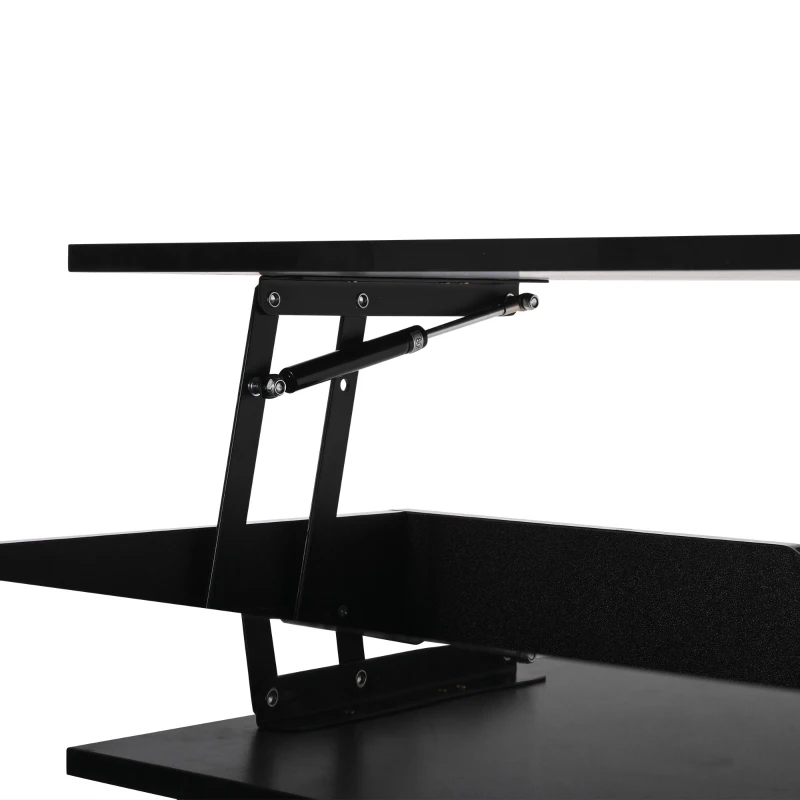 Hydraulic Lift Coffee Table with App-Controlled LED Lighting, Versatile Center Table with Hidden Storage, 29.5" L x 31.5" W x 21" H, Black