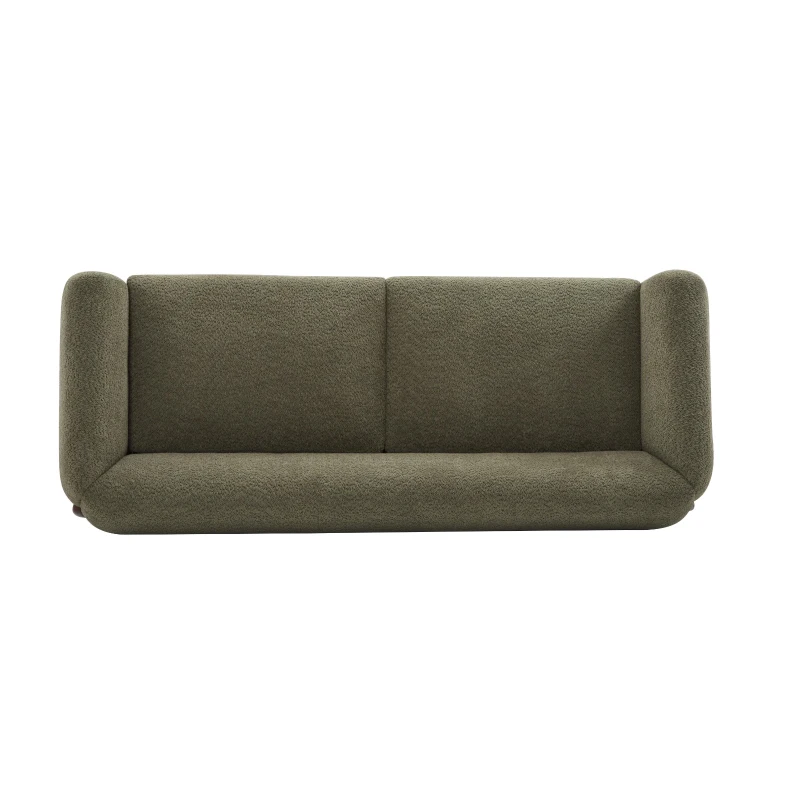 Plush Oversized Lounge Sofa with Removable Seat Cushions, Bouclé Sherpa Sofa with Wedge Feet, 82.5'' L x 32'' W x 27'' H, Olive Green