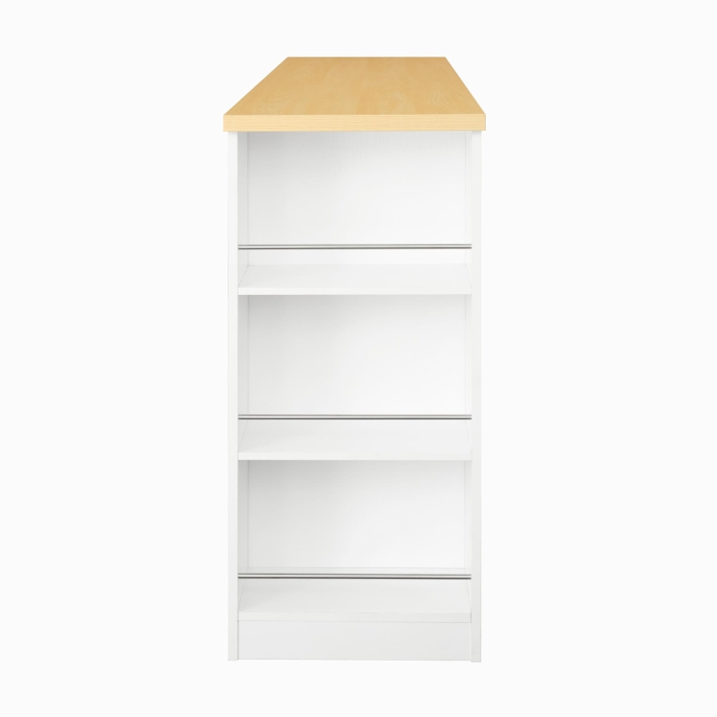 Multifunctional Bar Table with App-Controlled LED Lighting, Stylish Kitchen Island with Extendable Rolling Top, 47" L x 15.5" W x 36.5" H, White+Natural