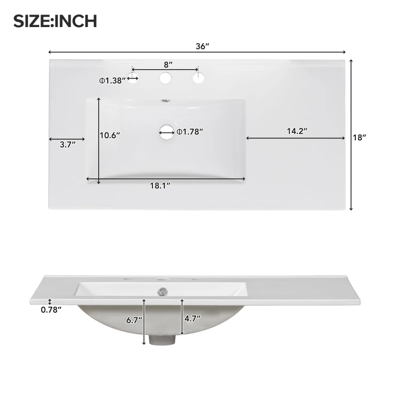 Solid Bathroom Vanity with Single Undermount Ceramic Sink, Freestanding Cabinet for Clutter-Free Bathroom, 30'' L x 18.5'' W x 34'' H, Grey