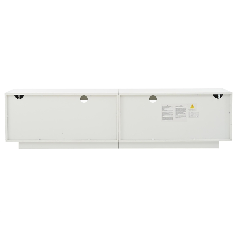 Stylish TV Stand with High-Gloss Push-to-Open Doors, Spacious TV Cabinet with App-Controlled LED Strip, 65" L x 15.5" W x 17.5" H, White
