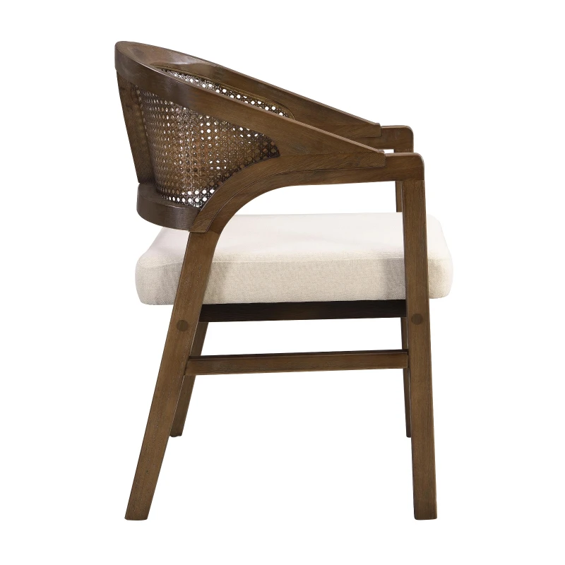 Wooden Frame Dining Chairs with Ergonomic Curved Backrest, Modern Dining Seating with Upholstered Seat, 22'' L x 24.5'' W x 33.5'' H, Beige+Walnut