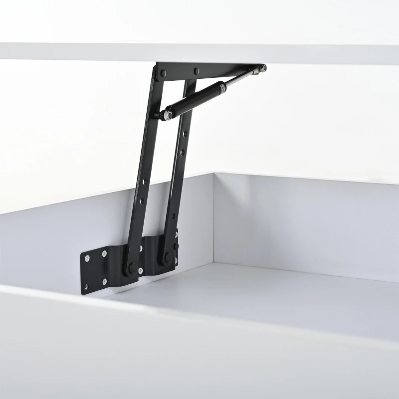 Lift-Top Coffee Table with App-Controlled LED Lighting and Liftable Top, Compact Center Table with 2 Drawers, 25.5" L x 25.5" W x 15" H, White