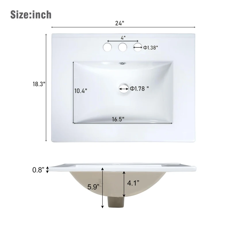 Modern Wall-Mounted Bathroom Vanity with 2 Drawers, Space-Saving Design for Small Bathrooms, 24" L x 18" W x 23" H, Green
