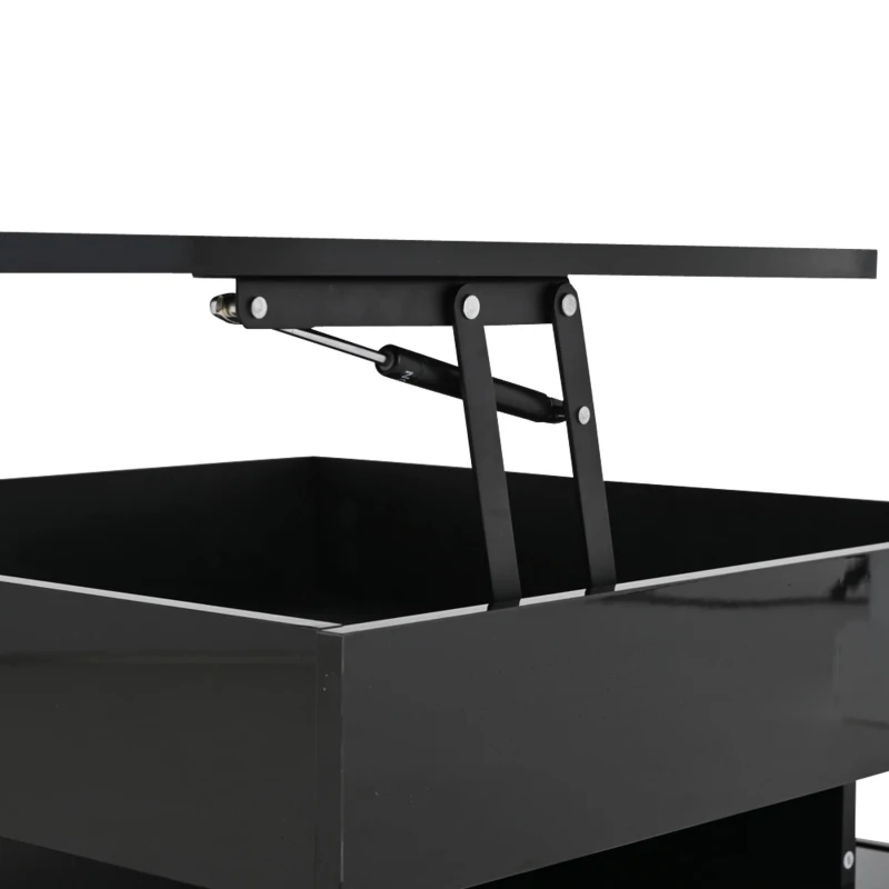 Lift-Top Coffee Table with App-Controlled LED Lighting and Liftable Top, Compact Center Table with 2 Drawers, 25.5" L x 25.5" W x 15" H, Black