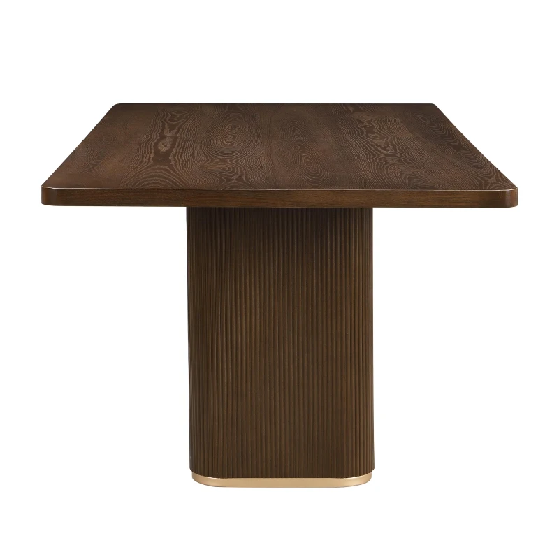 Rectangular Dining Table with Spacious Top and Sturdy Pillar Base, Walnut Kitchen Table for Dining or Office, 84'' L x 40'' W x 30'' H, Walnut