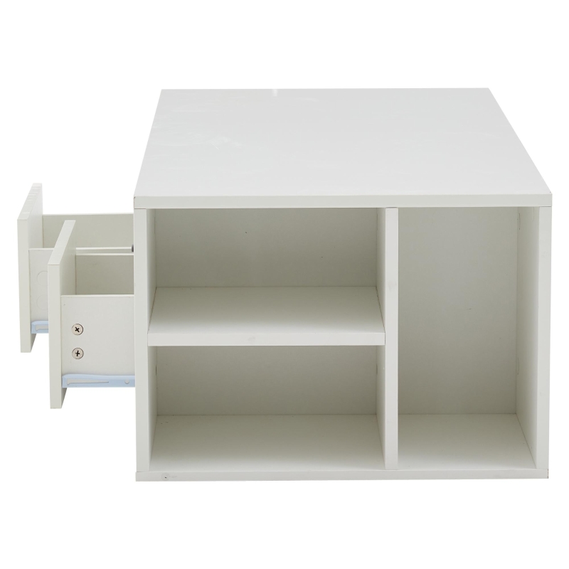 High-Gloss LED Coffee Table with App-Controlled Colour Light Strip, Functional Center Table with Open Storage, 39.5" L x 19.5" W x 13.5" H, White