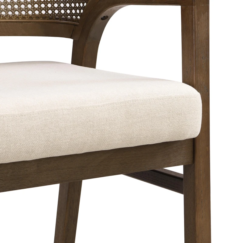 Wooden Frame Dining Chairs with Ergonomic Curved Backrest, Modern Dining Seating with Upholstered Seat, 22'' L x 24.5'' W x 33.5'' H, Beige+Walnut