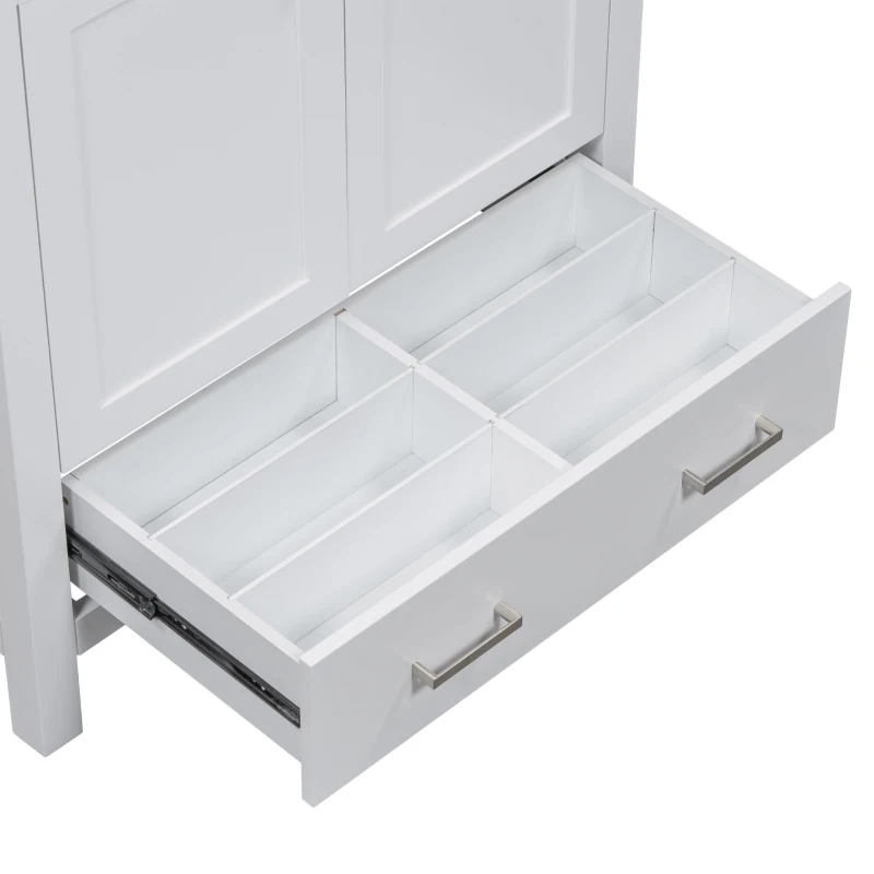 30" Bathroom Vanity with Single Sink, Solid Wood Frame, Multifunctional Storage Cabinet with Soft-Close Doors, 30" L x 18.5" W x 34" H, White