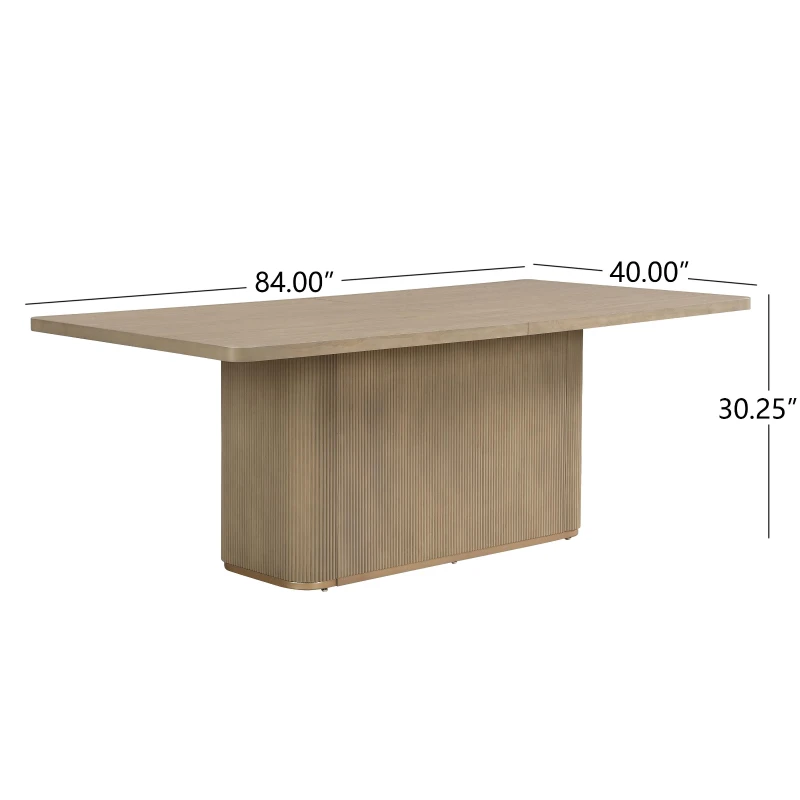 Rectangular Dining Table with Sturdy Rectangular Pillar Base, Natural Finish Kitchen Table for Versatile Kitchen, 84'' L x 40'' W x 30'' H, Natural