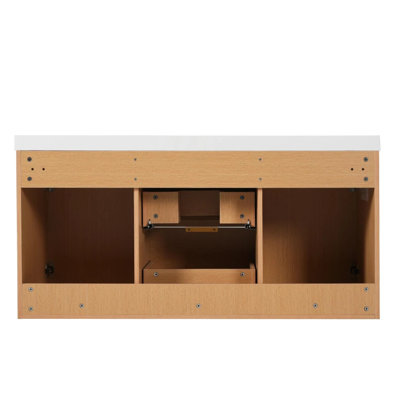 Single Sink Wall-Mounted Bathroom Vanity with SMC Top, Stylish Bathroom Cabinet with U-Shaped Drawers, 47'' L x 19.5'' W x 23.5'' H, Wood