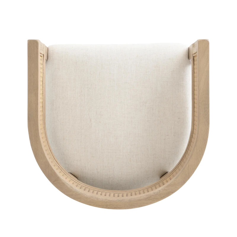 Rattan Upholstered Arm Counter Stools with U‑shaped backrest, Kitchen Island Stools with Foam Seat, 21'' L x 21'' W x 33.5'' H, Beige+Natural Ash