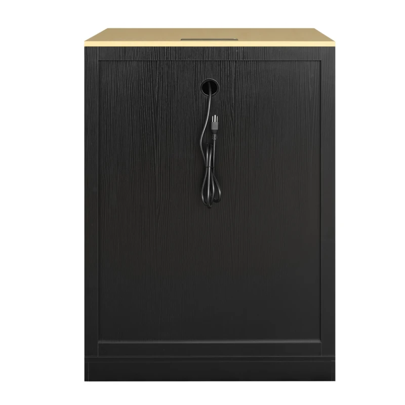 Practical Bar Table with Extendable Rolling Foldable Top, Solid Kitchen Island with Double-Sided Drawers, 82.5" L x 27.5" W x 38.5" H, Black+Natural