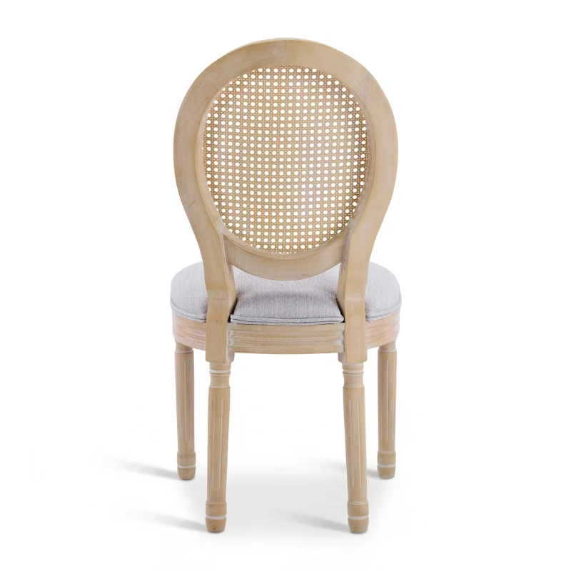 French Country-Inspired Dining Chair Set for 2 with Plush Upholstered Seats, Elegant Side Chair Set with Fluted Legs, 19" L x 22.5" W x 38" H, Light Grey