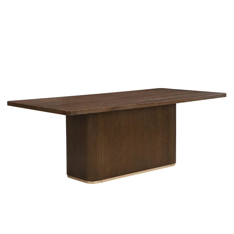 Rectangular Dining Table with Spacious Top and Sturdy Pillar Base, Walnut Kitchen Table for Dining or Office, 84'' L x 40'' W x 30'' H, Walnut