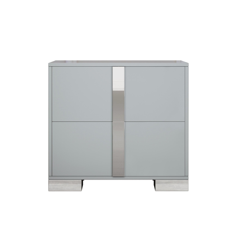 Stylish Nightstand with Relaxed Grey Finish and Slim Metal Feet, Space-Saving Bedside Table for Small Apartmentst, 23.5'' L x 15.5'' W x 21.5'' H, Gray