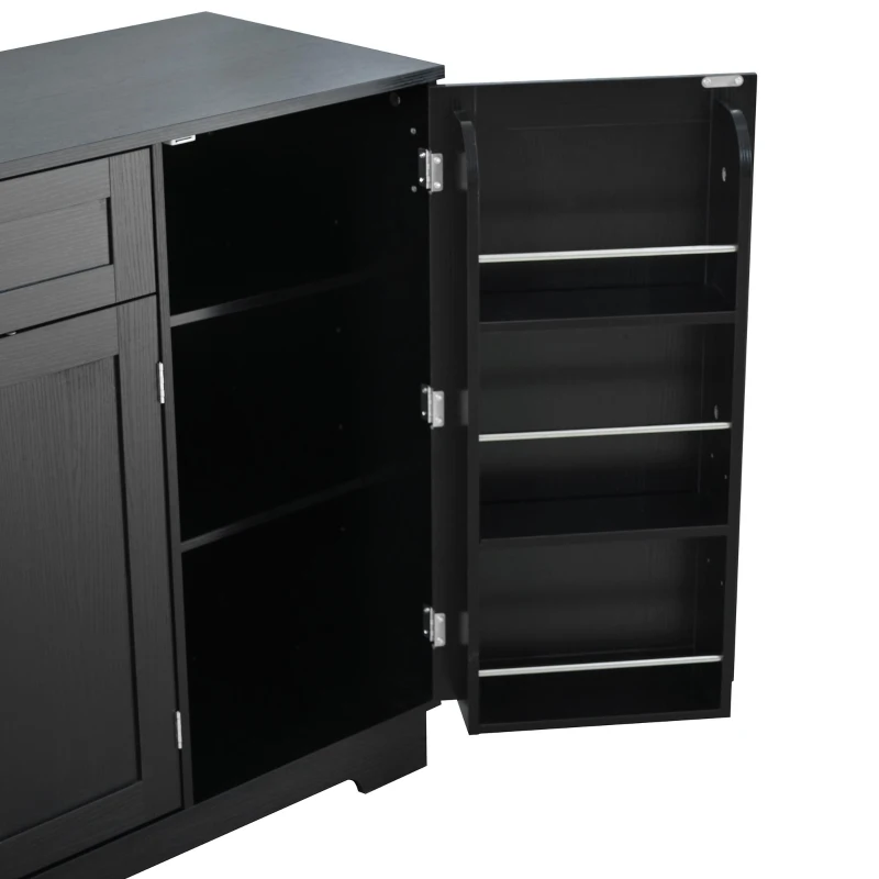 Practical Buffet Cabinet with 4 Doors and 1 Drawer, Spacious Sideboard with Adjustable Shelves, 54.5" L x 15.5" W x 33" H, Black