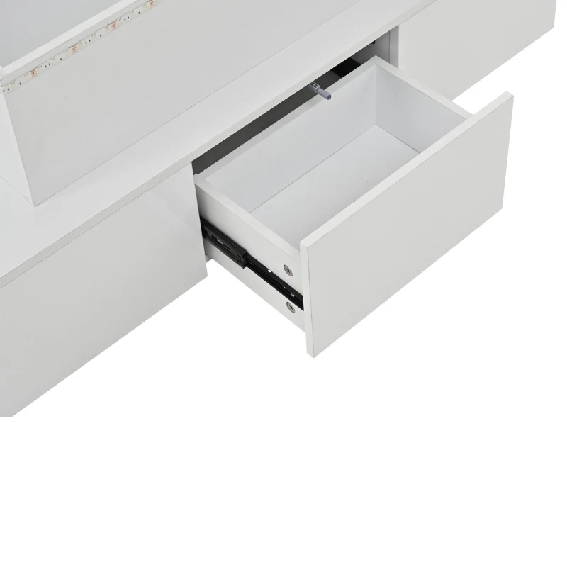Sleek Lift-Top Coffee Table with Hydraulic Lift and App-Controlled LED Lighting, Versatile Center Table with Hidden Storage, 39.5" L x 19.5" W x 15.5" H, White