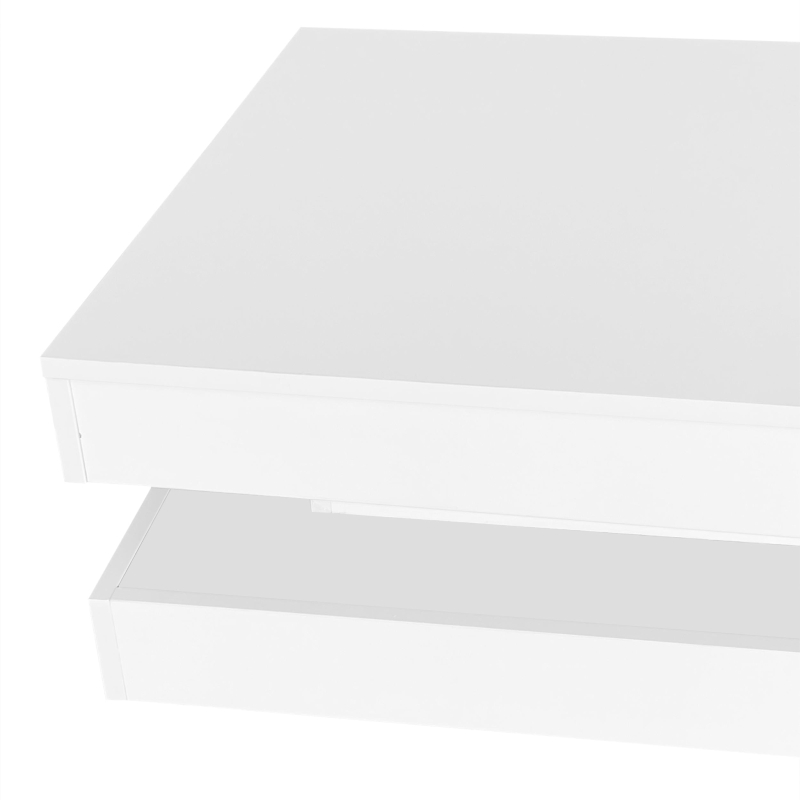 Square High-Gloss Coffee Table with App-Controlled LED Lighting, Modern Center Table with Double-Layer Storage, 27.5" L x 27.5" W x 14" H, White