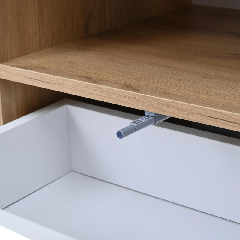 Stylish TV Cabinet with App-Controlled LED Lighting and High-Gloss Front, Freestanding TV Stand with 2 Drawers, 65" L x 15.5" W x 17.5" H, White