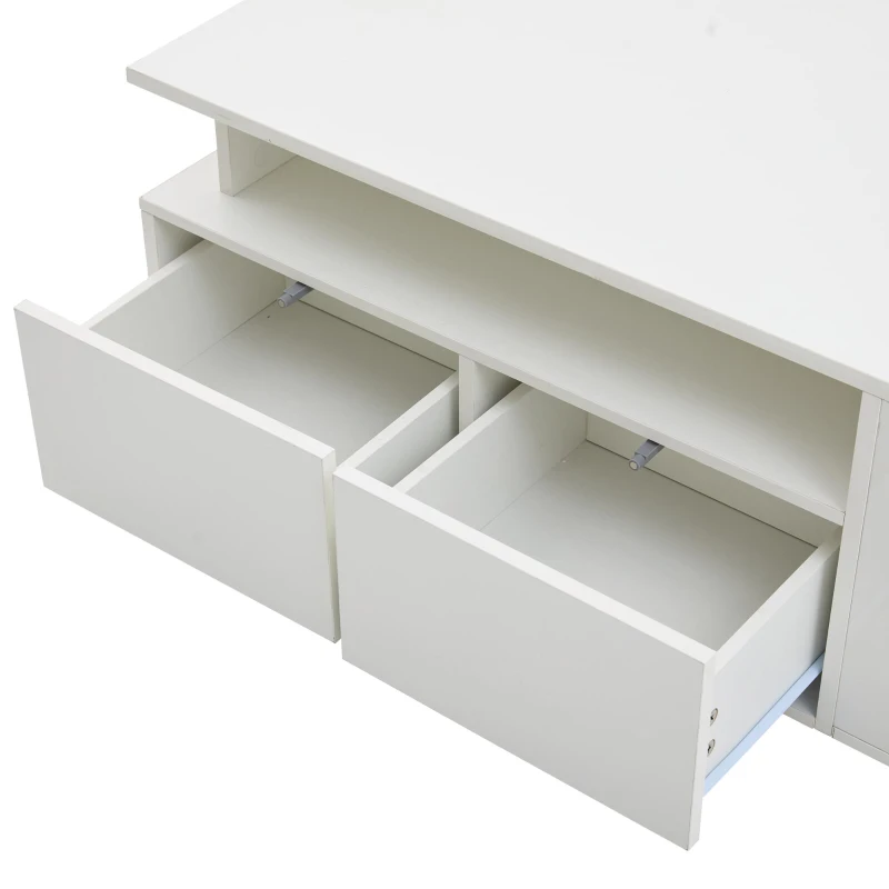 High-Gloss LED Coffee Table with App-Controlled Colour Light Strip, Functional Center Table with Open Storage, 39.5" L x 19.5" W x 13.5" H, White