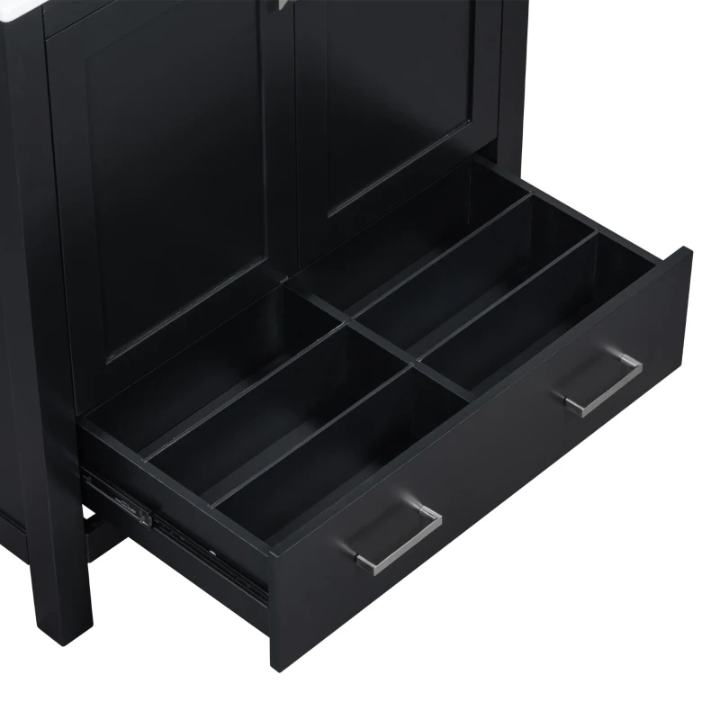 30" Bathroom Vanity with Single Undermount Sink, Cabinet with Soft-Close Doors and Versatile Storage, 30" L x 18.5" W x 34" H, Black+White