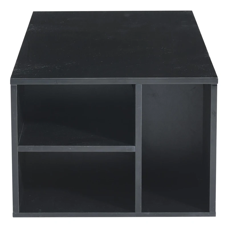 High-Gloss LED Coffee Table with App-Controlled Colour Light Strip, Functional Center Table with Open Storage, 39.5" L x 19.5" W x 13.5" H, Black