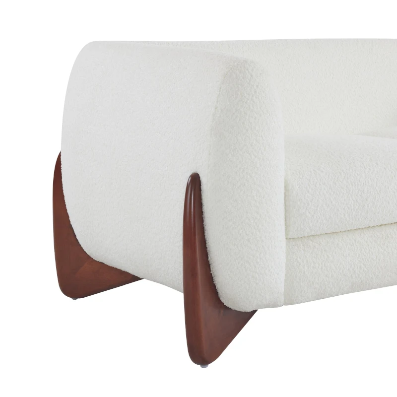 Bouclé Sherpa Sofa with Removable Seat Cushions and Sinuous Spring Support, Oversized Lounge Couch with Wedge Feet, 82.5'' L x 32'' W x 27'' H, Beige