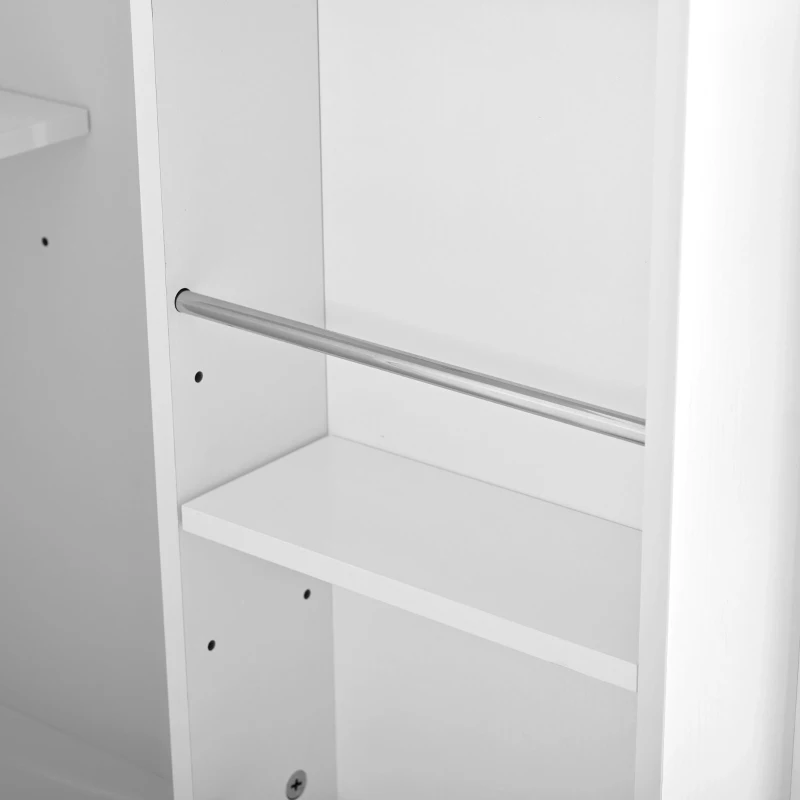 Tall Wine Cabinet with Wine Rack and Stemware Holder, 4-Door Storage Cabinet with Semi-Open Shelf, 52" L x 15.5" W x 74" H, White
