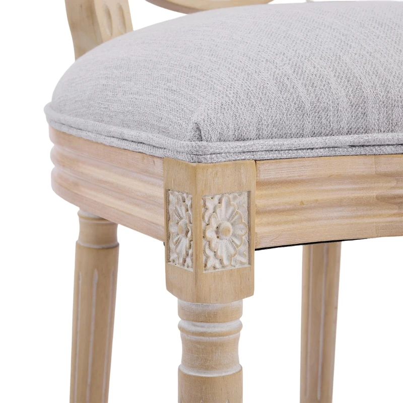 French Country-Inspired Dining Chair Set for 2 with Plush Upholstered Seats, Elegant Side Chair Set with Fluted Legs, 19" L x 22.5" W x 38" H, Light Grey