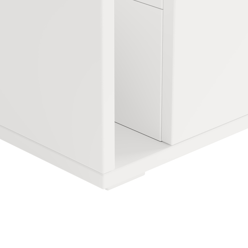High-Gloss Coffee Table with App-Controlled RGB LED Strip, Spacious Center Table with Open Double-Layer Storage, 39.5" L x 19.5" W x 15.5" H, White