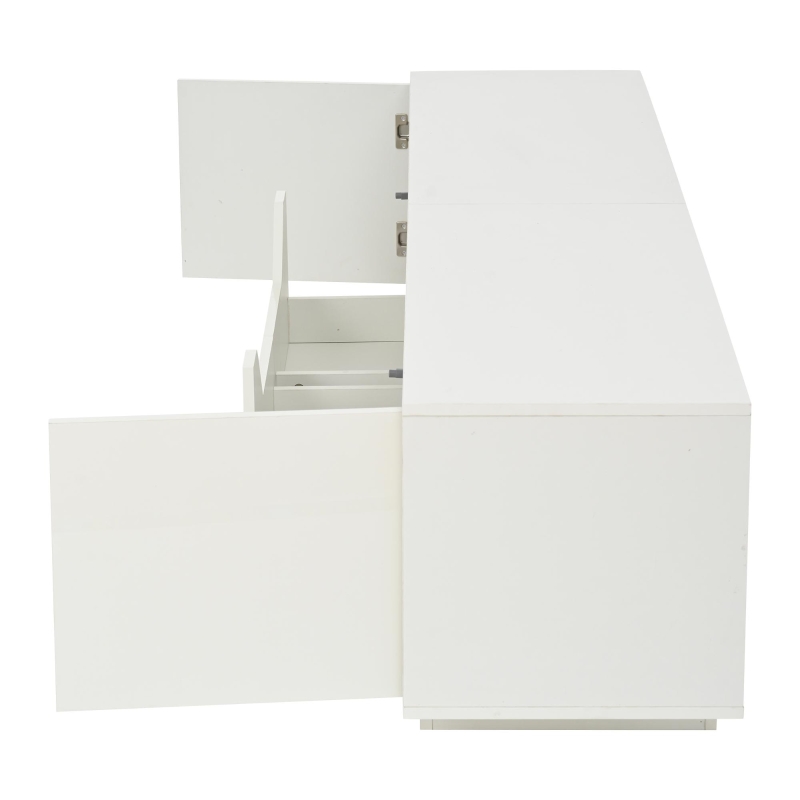 Stylish TV Stand with High-Gloss Push-to-Open Doors, Spacious TV Cabinet with App-Controlled LED Strip, 65" L x 15.5" W x 17.5" H, White