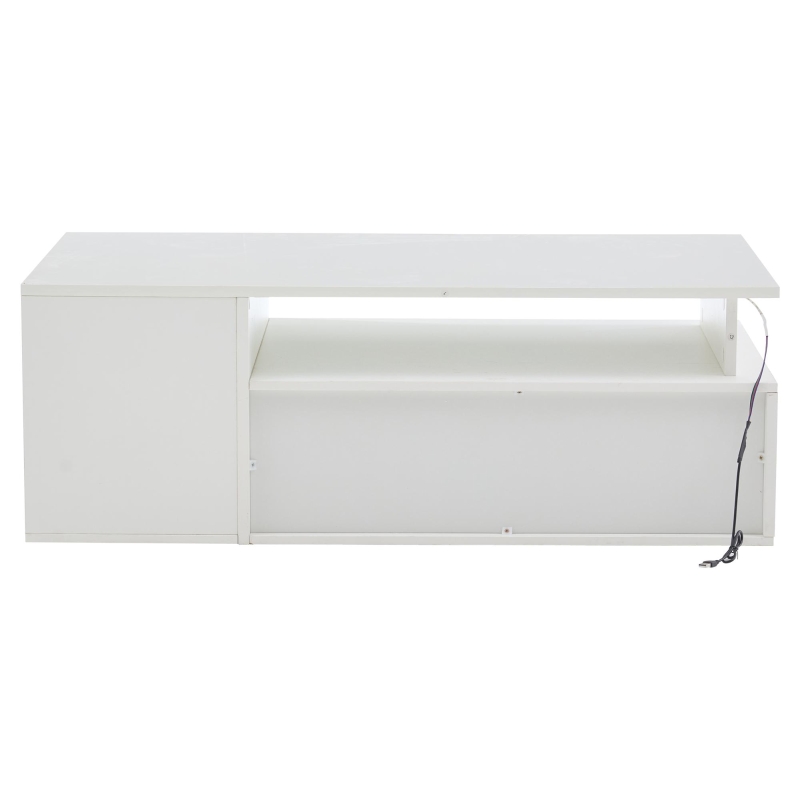 High-Gloss LED Coffee Table with App-Controlled Colour Light Strip, Functional Center Table with Open Storage, 39.5" L x 19.5" W x 13.5" H, White