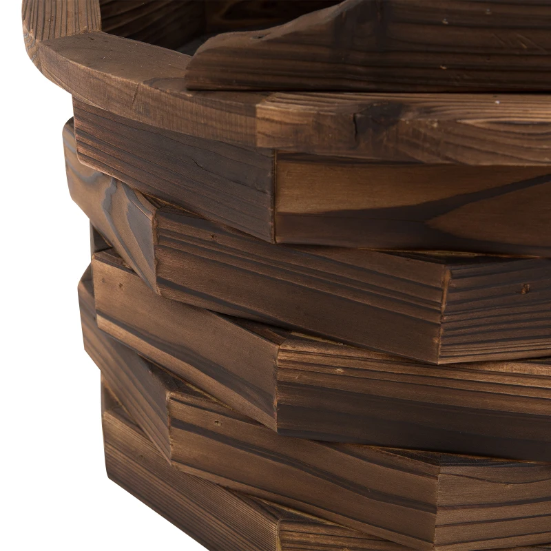 Outsunny Outdoor Waterfall Fountain w/ Pump Natural Wood Wishing Well Garden Decor, 22.5x22.5x47.25