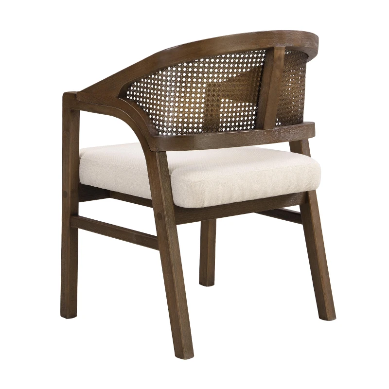 Wooden Frame Dining Chairs with Ergonomic Curved Backrest, Modern Dining Seating with Upholstered Seat, 22'' L x 24.5'' W x 33.5'' H, Beige+Walnut