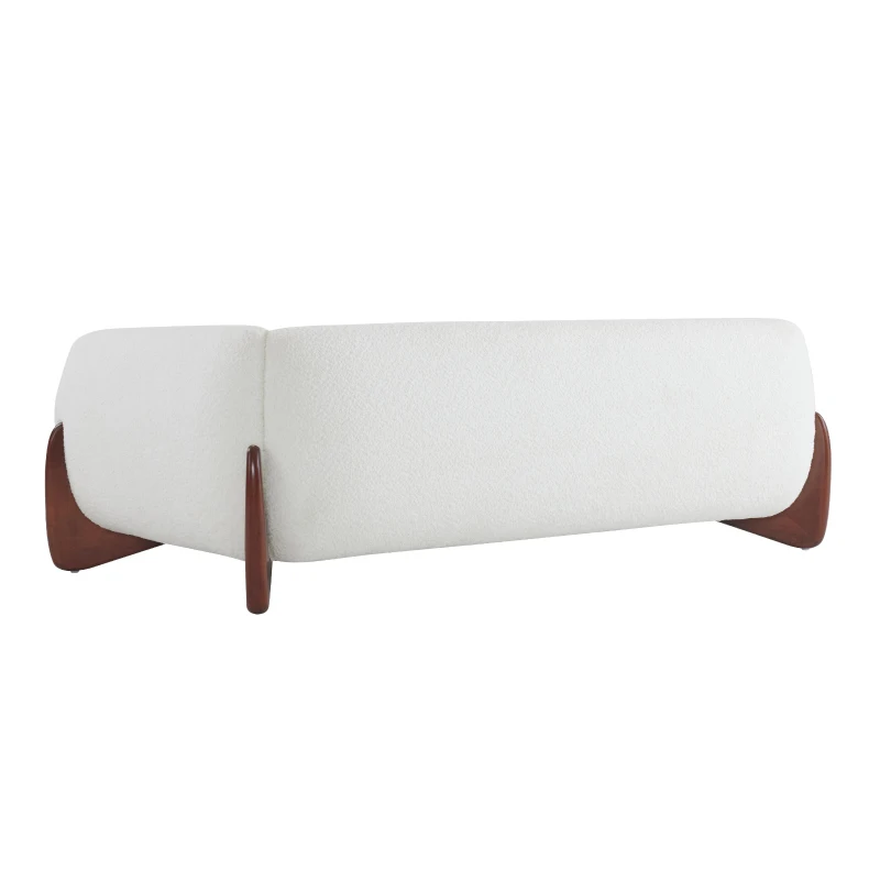 Bouclé Sherpa Sofa with Removable Seat Cushions and Sinuous Spring Support, Oversized Lounge Couch with Wedge Feet, 82.5'' L x 32'' W x 27'' H, Beige