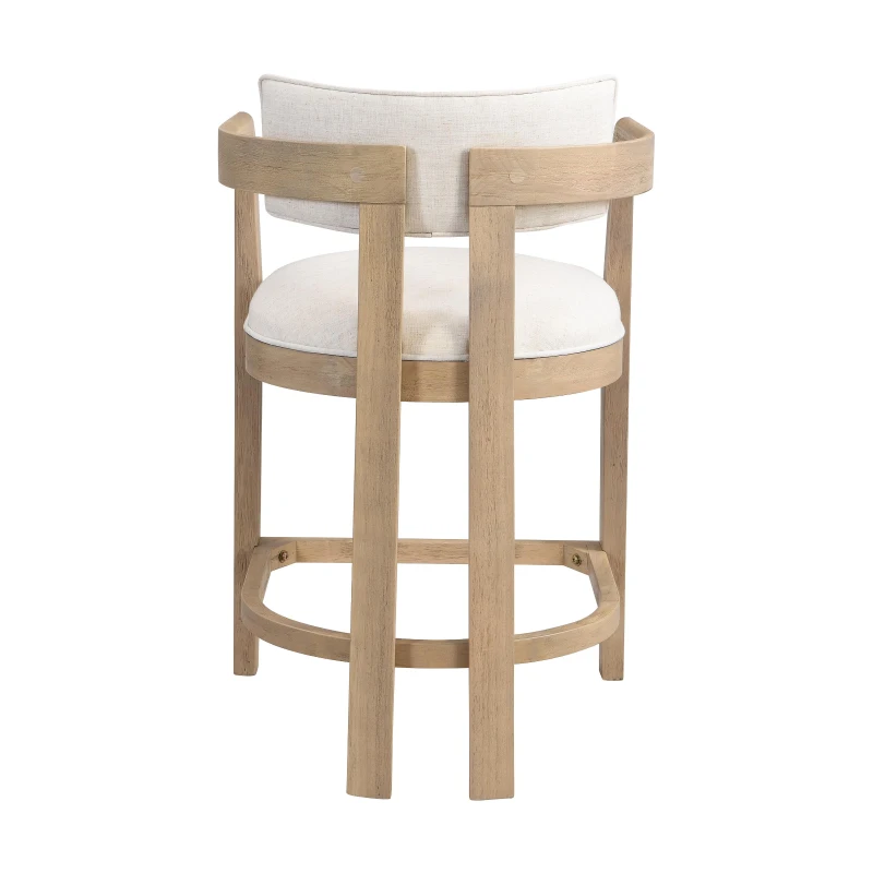Counter-Height Bar Stools with Curved Solid Wood Backrest, Modern Counter Stools with Rubberwood Frame, 22.5'' L x 24'' W x 36'' H, Beige+Natural Ash